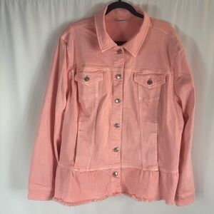 Chico's Blush Pink Denim Jacket button up jacket  size: Chicos 4 USA 20/22